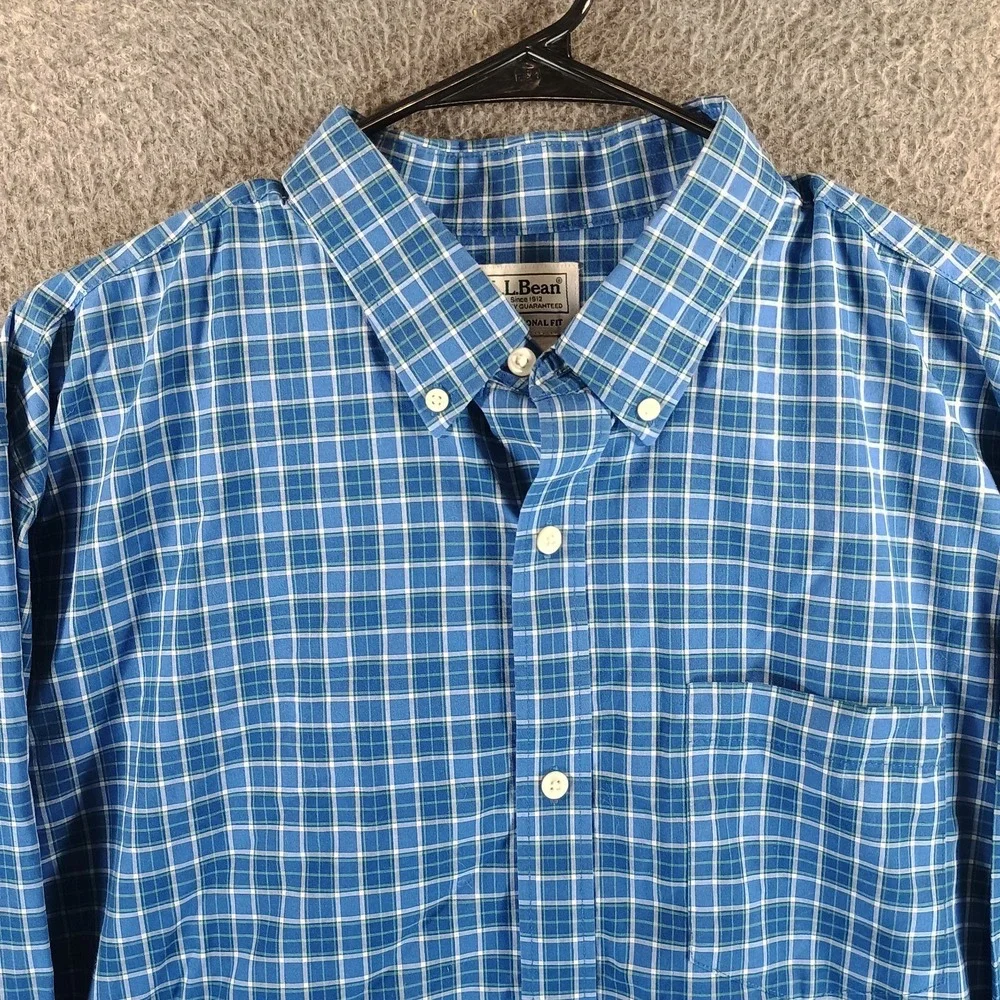 LL Bean Wrinkle-Free‎ Kennebunk Sport Shirt Mens XL Traditional Fit Checkered